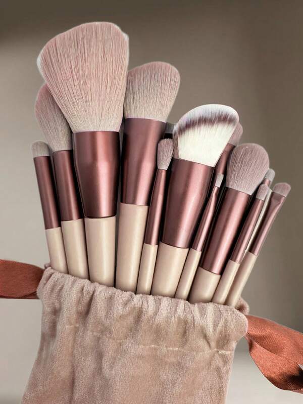 Set di 13 pennelli per trucco Sijiqing, pratico pennello per blush, pennello per ombretto, set completo di strumenti di bellezza, set di pennelli professionali per trucco, set di pennelli per trucco da donna, adatto per principianti