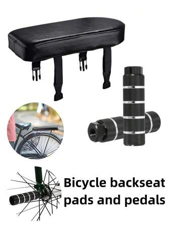 1 طقم وسادة مقعد خلفي للدراجة وعمود الدواسة، وسادة مقعد خلفي للدراجة الجبلية، مقعد راكب مريح وعمود الدواسة، اكسسوارات وسادة المقعد الخلفي، ضروريات ركوب الخارجي