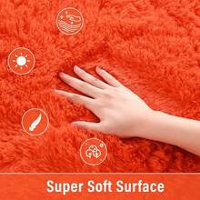 Soft Modern Indoor Large Shaggy Rug For Livingroom Bedroom Dorm Kids Room Home Decorative, Non-Slip Plush Fluffy Furry Fur Area Rugs Comfy Nursery Accent Floor Carpet 6x9 Feet, Orange Red - 橘紅色 - 查看 5
