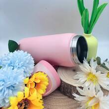 OwaIa(Cherry Blossom Pink)Crystal 32-0Z/945ml Outdoor Sports Water Bottle, Double-Layer Vacuum Insulation Design, Portable Water Cup, Can Keep Ice Cubes From Melting For 6-12 Hours, Suitable For Summer Drinking, Comes With A Carrying Rope, Convenient For Carrying Out, Very Suitable For Outdoor Sports, Cycling, Travel, Hiking And The Gym Use. - 全粉 - 查看 5