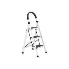 3-Step Tubular Steel Ladder, Heavy Duty, Various Colors - White - View 1