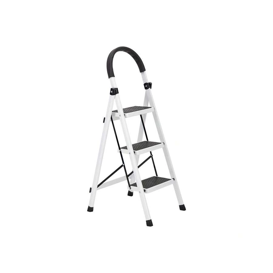 3-Step Tubular Steel Ladder, Heavy Duty, Various Colors - White - View 1