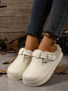 Women's Slip-On Clogs, New Winter EVA Plastic Lightweight Thick Sole Fashion Indoor Furry Slippers - Beige - View 6