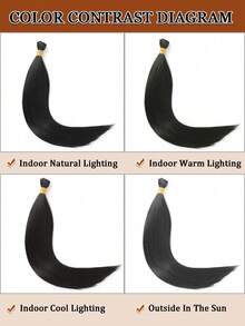 1束和3束装14"16"18"22"26"黑色直发接发,40% Yaki纹理自然黑色直发合成纤维,女士DIY发型 - 黑色 - 查看 5