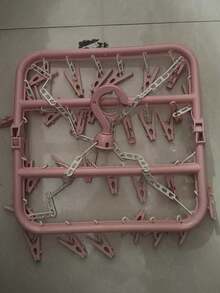 Drying Hanger With 32 Clips And Drip Foldable Hanging Rack,Plastic Hanging Drying Rack For Clothes Underwear Socks - Pink - View 6