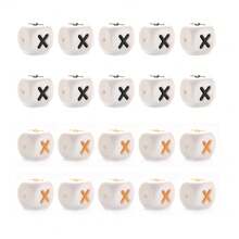 10pcs 12mm Simple Style White Base Black Letter + White Base Gold Letter Silicone Beads, DIY Jewelry Making Initial Letter Festival Gift Decorative Beads