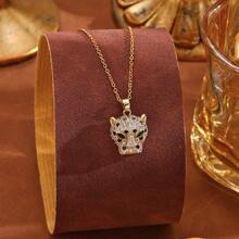 Fashion Elegant Luxury Cubic Zirconia Leopard Head Pendant Necklace For Ladies, Suitable For Party, Wedding And Daily Wear, Ideal Gift For Girlfriend, Wife, Family And Friends
