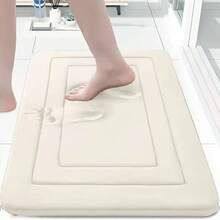 1 tấm thảm lót sàn phòng tắm chống trượt, chất liệu lông cừu san hô dập nổi, màu trơn đơn giản, thấm hút tốt, thảm xốp dày. - Nhiều màu - Xem 12