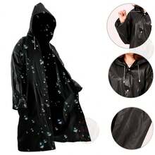 Heavy Duty Raincoat Reinforced PVC Lined With Hood Protection Comfort - màu đen - Xem 2