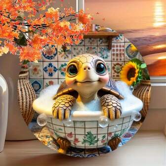 8英寸金属艺术标牌 - 海龟，适用于民宿、酒店、酒吧、牧场、农场、户外广场、家居、卧室、墙面、派对、户外庭院等场所的装饰，也可作为礼物。随机孔型。