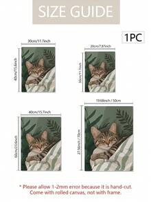 1 件装饰艺术猫帆布海报 - 现代复古无框墙壁艺术印刷品，适用于家庭办公室、客厅、卧室、厨房 - 浴室、春季和冬季室内动物主题壁挂。 - 彩色 - 查看 6