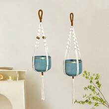 1 Stück Baumwollseil Blumentopf Netztasche, kreative hängende Blumentopf Netztasche, Wanddekoration hängende Korb Pflanzentasche, Heimdekoration Blumentopf hängende Netztasche, ohne Blumentopf