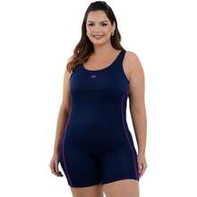 Nexis Plus Size Jumpsuit Swimsuit With Legs For Swimming And Water Aerobics - Angkatan Laut/Merah Muda - View 2