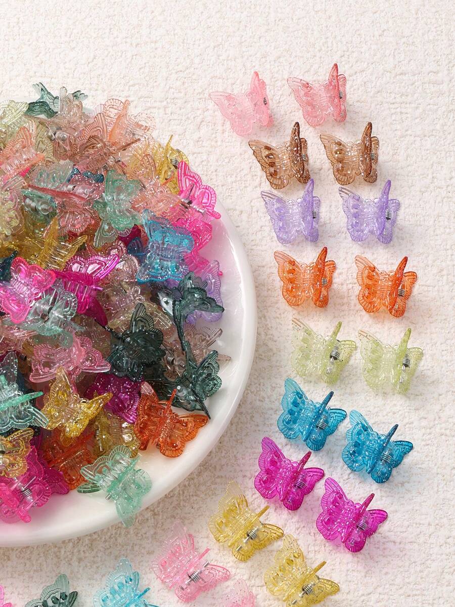 60 piezas de lindos pasadores de mariposa mini y coloridos, adecuados para niñas, regalo del Día de la Madre - Multicolor - Ver 1