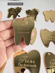 5/10pcs Personalized Acrylic Name Plate Display, Customized Baby's First Tooth Keepsake Decor, Fairy Theme Party Gift, First Tooth Decoration, Fairy Tooth Gift Decor, Christmas Gift, Christmas Decoration - Multicolor - View 2
