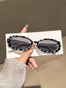 1pc Women's Fashion Oval Frame Zebra Pattern Full-Frame Fashion Glasses, Suitable For Outdoor, Holiday, Travel - Multicolor - View 7