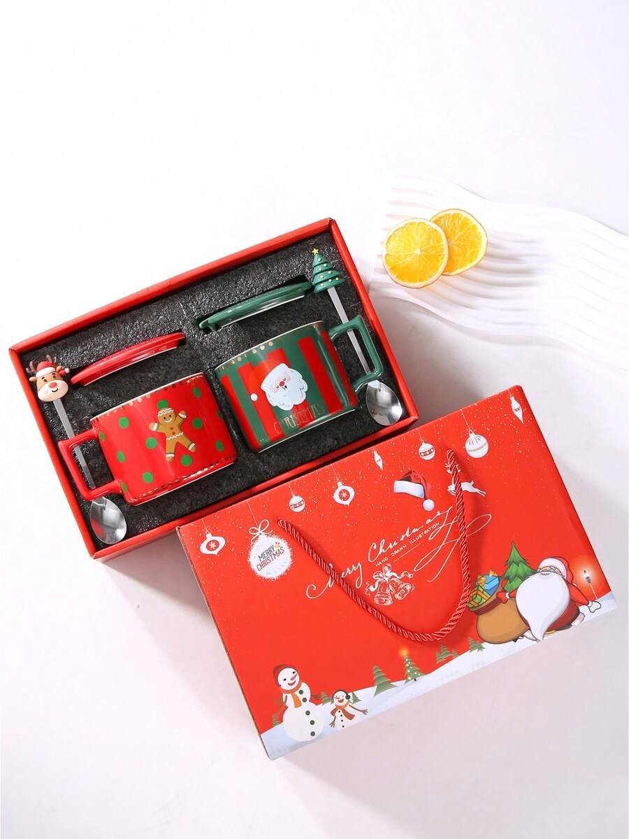 Nordic Christmas Style Mug, Creative Office Coffee Cup, Couple Home Christmas Gift Set, Christmas Decoration, Best Christmas Gift For Family And Friends - Multicolor - View 1