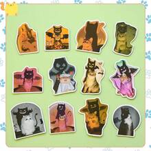 Funny Demon Cute Cat Accessories Decoration Fridge Magnet(12 Pack) Halloween Cat Cosplay Merch Accessory Party Gifts Cruise Door Room Decor  Bumper Cabinets Sticker Decal Reusable Vinyl - 惡魔可愛貓 - 查看 6