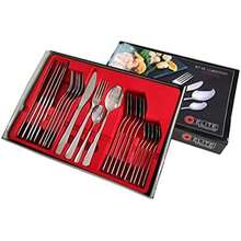 STARLEY-Juego de 24 cubiertos de acero inoxidable,Juego De Cubiertos Para 6 Personas,Incluye Cuchillo,Cuchara,Tenedor,Cuchara de Postre - Plateado - Ver 3