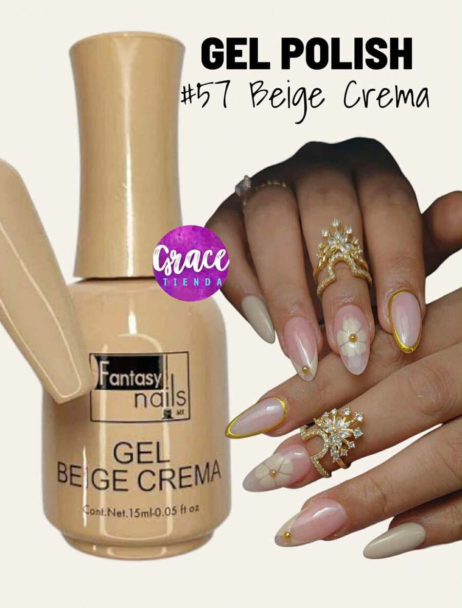 15ml Semi-Permanent Gel Polish 3 Steps Fantasy Nails Gelish Application Professional Use UV - 奶油米色 - 查看 1