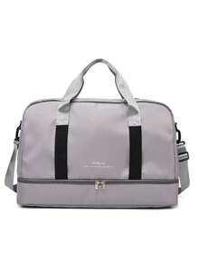 Baila Morena Sports Trunk Bag Nylon Water Resistant Large Capacity Hand Bag Shoulder Bag Adjustable Crossbody Strap Sneaker Bag Waterproof Pocket - 淺灰色 - 查看 2