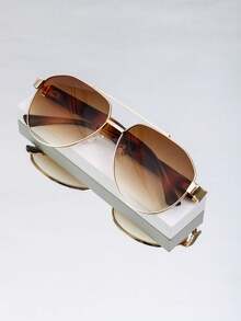 Nuevas gafas metálicas de doble haz con estilo retro, unisex, para uso en la calle, pasarela, viajes, versátiles, al aire libre, moda, casual, minimalista, adecuadas para mujeres y hombres, vacaciones, fiestas, negocios, personalizadas - Multicolor - Ver 11