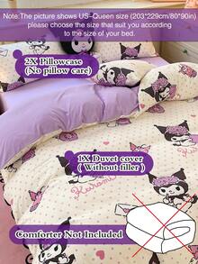 Juego de ropa de cama de 2/3 piezas con estampado lindo de Sanrio - Hello Kitty/Kuromi/Cinnamoroll/Pochacco (1 funda nórdica + 1/2 fundas de almohada, sin relleno) Tamaño completo de dibujos animados, suave y cómodo, adecuado para dormitorio, hogar, hotel, todas las estaciones, con cierre de cremallera y funda de almohada, multicolor, juego de ropa de cama extra grande, funda nórdica extra grande