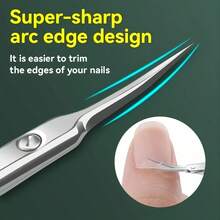 1 pezzo Rimuovi pelle morta, Tagliacapelli per unghie, Strumenti per manicure, Forbici curve in acciaio inossidabile per pedicure, Borsa, Organizer, Contenitore