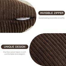 1/2pcs Halloween Brown Corduroy Striped Pattern Decorative Throw Pillow Cover, Sofa Cushion Cover, Office, Living Room - Brown - View 5