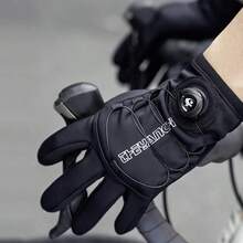 1 Pair Men's Winter Warm Gloves, Long Thickened Windproof Snowboard Cycling Sled Gloves, Adjustable Knob, Touchscreen Compatible