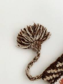 1 件可爱编织图案针织帽，带卷边，俏皮的魔鬼角设计，复古冰岛风格针织冬帽，温暖时尚的护耳帽，带图案围巾