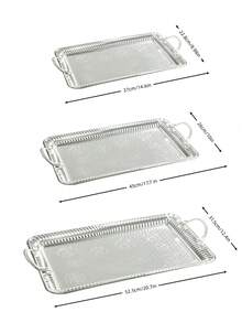 1/2/3 件，优雅的电镀银金属托盘 - 精致的向日葵和蔓藤花纹雕刻盘子，适合婚礼、派对和豪华家居装饰、圣诞节 - 彩色 - 查看 5