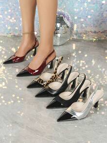 Fall/Winter Women's Sexy Leopard Print Patchwork High Heel Pumps, Pointed Toe Slip-On Party Wedding Dress Shoes, 7cm Stiletto Heels,Elegant,Kitten Heels - Leopard - View 2
