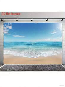 Phông nền bãi biển và bầu trời bằng sợi polyester phẳng 2D, bối cảnh đa năng cho tiệc tùng, chụp ảnh, sử dụng trong nhà và ngoài trời, có nhiều kích cỡ, trang trí bãi biển - nhiều màu/nhiều màu) - Xem 3