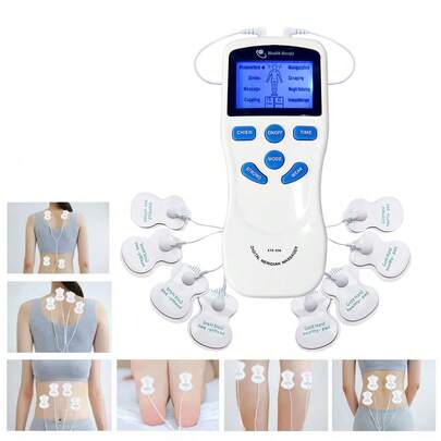 TENS-enhet Muskelstimulator Elektrisk Pulskroppsmassage Multifunktionsmassageinstrument Med 8st Elektroddynor