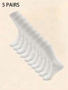 1/5/10/20 Pairs Unisex White Crew Socks, Minimalist, Comfortable, Breathable, Suitable For Daily Wear, Home, Travel, Outdoor Activities, Versatile, Skin-Friendly Christmas Gift - White - View 14