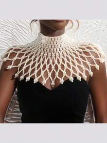 1pc New Bridal Beaded Necklace Multi-Layer Pearl Collar Crystal Choker Cocktail Performance Party Necklace Accessories Women Shawl Birthday Gift