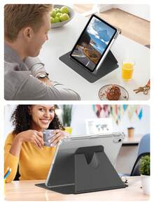 Anti-Scratch IPad Case Compatible With Built-In Pencil Holder, 360 Degree Rotating Folio Stand Cover, Premium Shockproof Auto Wake/Sleep And Flexible Viewing Angles-Black