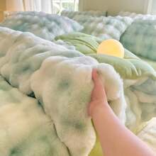 1pc Thickened Plush Duvet Cover, Faux Rabbit Fur Soft & Fluffy Single Duvet Cover, Without Pillow Case, Soft & Comfortable, Machine Washable, A. Faux Rabbit Fur, B. Milk Plush, Suitable For Bedroom, Dorm, Autumn/Winter