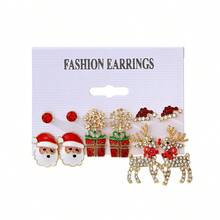 独特的圣诞主题耳环套装 - 圣诞老人、驯鹿等 - 彩色 - 查看 10