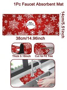 1 件 14*38 厘米圣诞厨房硅藻土垫，带圣诞老人、雪人、侏儒、雪花和麋鹿图案，圣诞装饰水龙头吸水垫，浴室水龙头防溅垫，防潮防滑水龙头垫，厨房台面配件，2025 年家居圣诞装饰礼物 - 彩色 - 查看 15