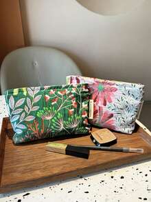 便携式化妆包|化妆包|可爱旅行包|少女碎花化妆包|甜美收纳包|少女礼物|女士夏季化妆包|法式化妆包|复古化妆品收纳包|旅行洗漱包，可装化妆刷、护肤品和凝胶指甲油 - 送给女孩、朋友的完美礼物，适合生日、婚礼、派对等场合，包含化妆用品、化妆工具、收纳包|旅行用品、化妆包、旅行必备 - 彩色 - 查看 5