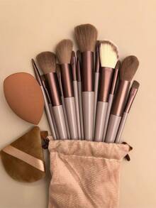 13 Sijiqing Makeup Brush Set, Convenient Blush Brush, Eyeshadow Brush, Complete Set Of Beauty Tools, Professional Makeup Brush Set, Ladies' Makeup Brush Set, Suitable For Beginners - Brown - View 7