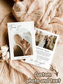 1pc/20pcs/50pcs/100pcs Customizable Modern Wedding Thank You Cards Invitations, Customizable Text And Photos, Minimalist Wedding Thank You Cards, Boho Wedding Thank You Cards, Elegant Wedding Thank You Photo Cards, Folding Thank You Cards, Photo Wedding Thank You Cards, Modern Minimalist Wedding, Personalized Customization, All Text Customizable, Best Gift For Him. - Multicolor - View 10