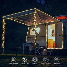 Solar Rope Lights 1 PACK, 33ft 100LED Solar String Lights, 8 Modes Waterproof Solar Powered Outdoor Light, Flexible Clear Tube Light For Garden, Backyard, Patio, Deck, Porch, Pool, Tree Decorative - Warm White - View 2