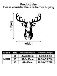 1 Stück rustikaler Stil Metall Hirschkopf Wandkunst - Schwarze Metall Hirschsilhouette, Wanddekoration für Innen- und Außenbereich, kreative Weihnachtsdekoration, Feiertags-Dekoration, geeignet für Büro, Wohnzimmer, Schlafzimmer, Terrasse, Küche, Garten Wandkunst Wanddekoration zum Aufhängen, ideales Geschenk
