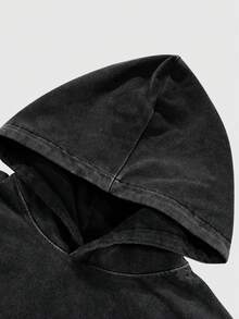 Sudadera con capucha casual de hombre para otoño con gráfico eslogan desgastado, para salir, de manga larga, ideal como regalo para amigos, esposo, o novio - Negro - Ver 4