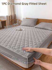 1pc Fitted Sheet, Bedding, Bed Sheet, Waterproof  Fitted Sheet, Skin-Friendly Mattress Cover, Soft And Comfortable Bedding For Bedroom, Room Decor, Halloween Decor, Christmas Decoration, 11.8 Inch Deep Pocket Cooling Breathable Quilted Fitted Sheet For All Seasons, For Single, Twin, Full, Queen And King Size, Solid Color Mattress Protective Cover, Dustproof, Comfortable And Machine Washable - 彩色 - 查看 70