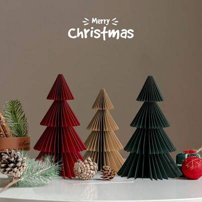 1pc, Red And Green Honeycomb Paper Christmas Tree Desktop Ornament, Honeycomb Christmas Tree Center Decoration For Home, Office, Kitchen, Holiday Party Multifunctional Home Decoration Table Center Christmas Decor (Please Note That The Christmas Tree Is Shipped Folded For Easier Transportation And Needs To Be Unfolded Upon Arrival) Christmas Decorations Winter Room Decor Christmas Decorations Home Christmas Gifts Christmas Decor