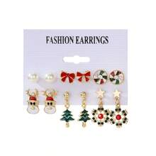 独特的圣诞主题耳环套装 - 圣诞老人、驯鹿等 - 彩色 - 查看 14